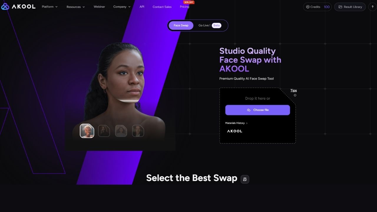 key features of akool face swap