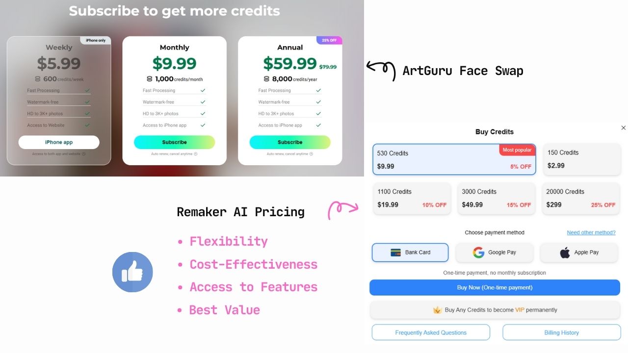 remaker ai vs artguru face swap
