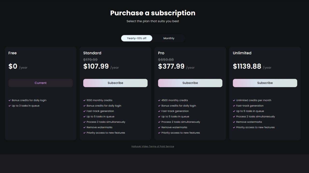 hailuo ai pricing