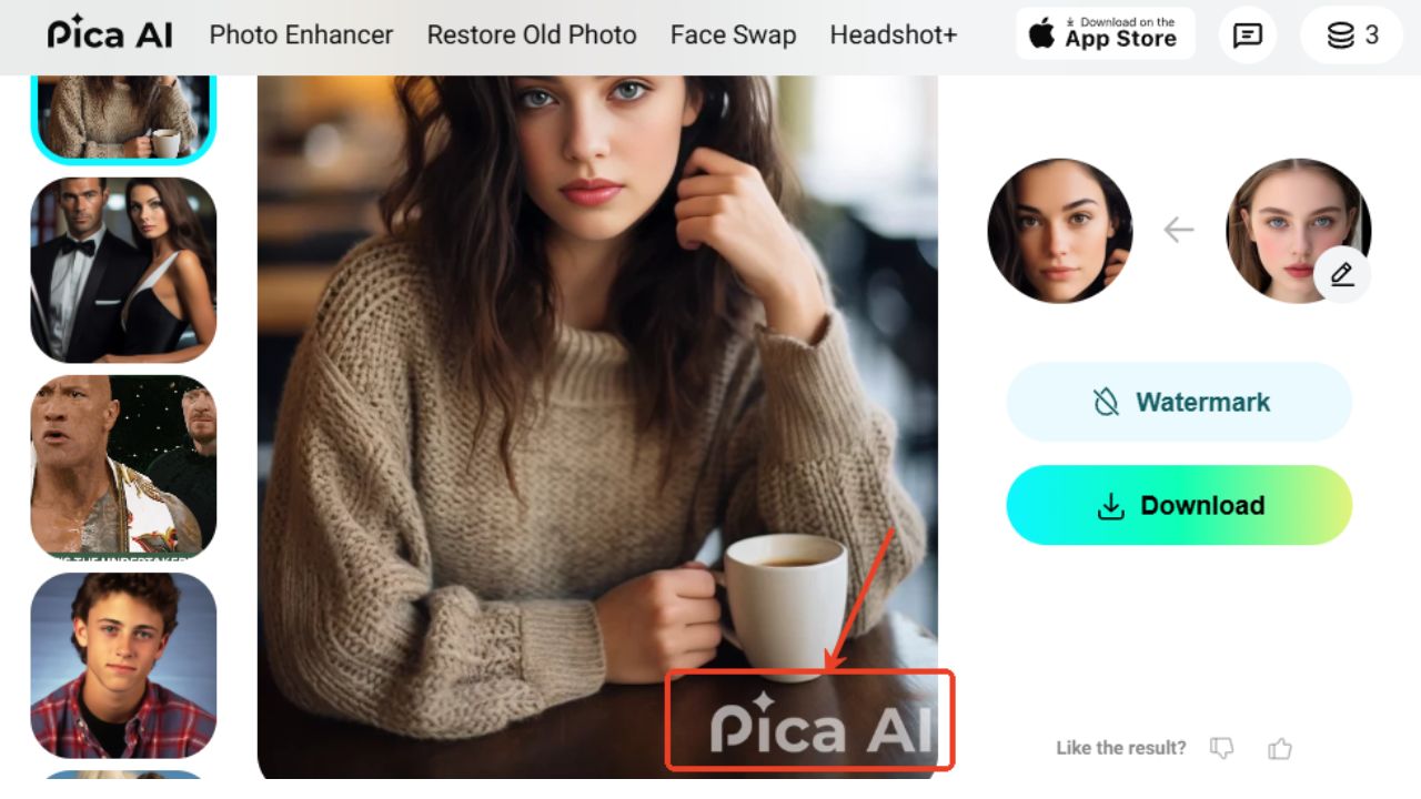 pica ai face swap results
