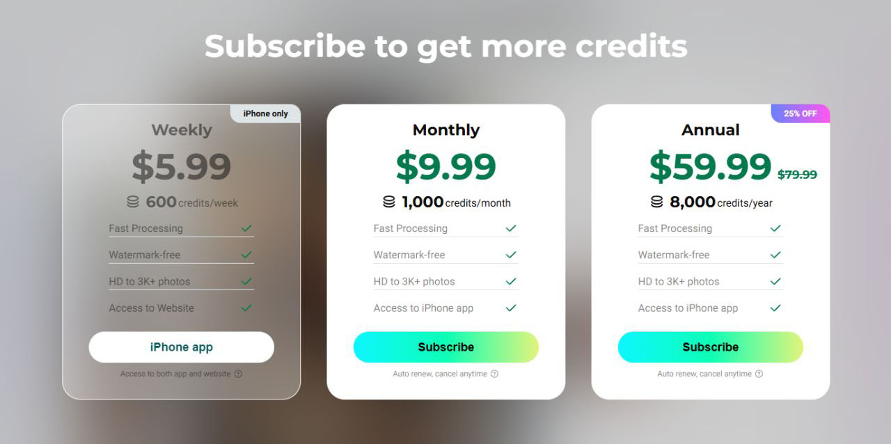 pica ai face swap pricing