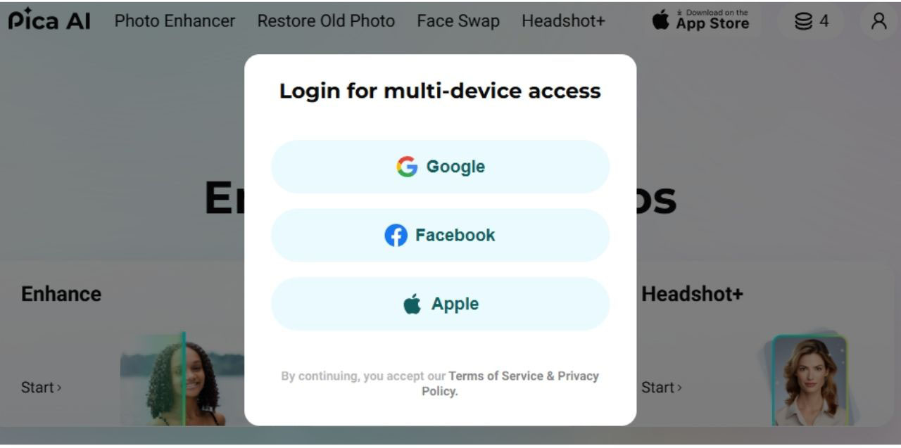 pica ai login options