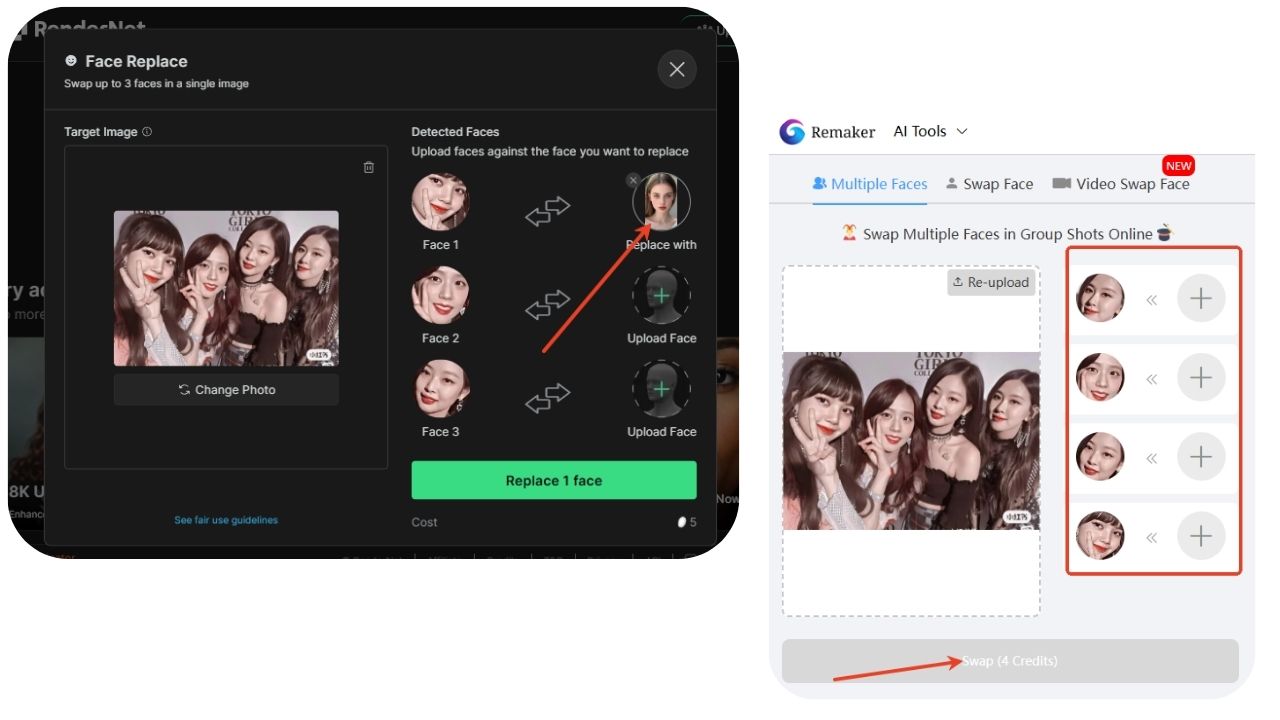 rendernet ai multiple face swap
