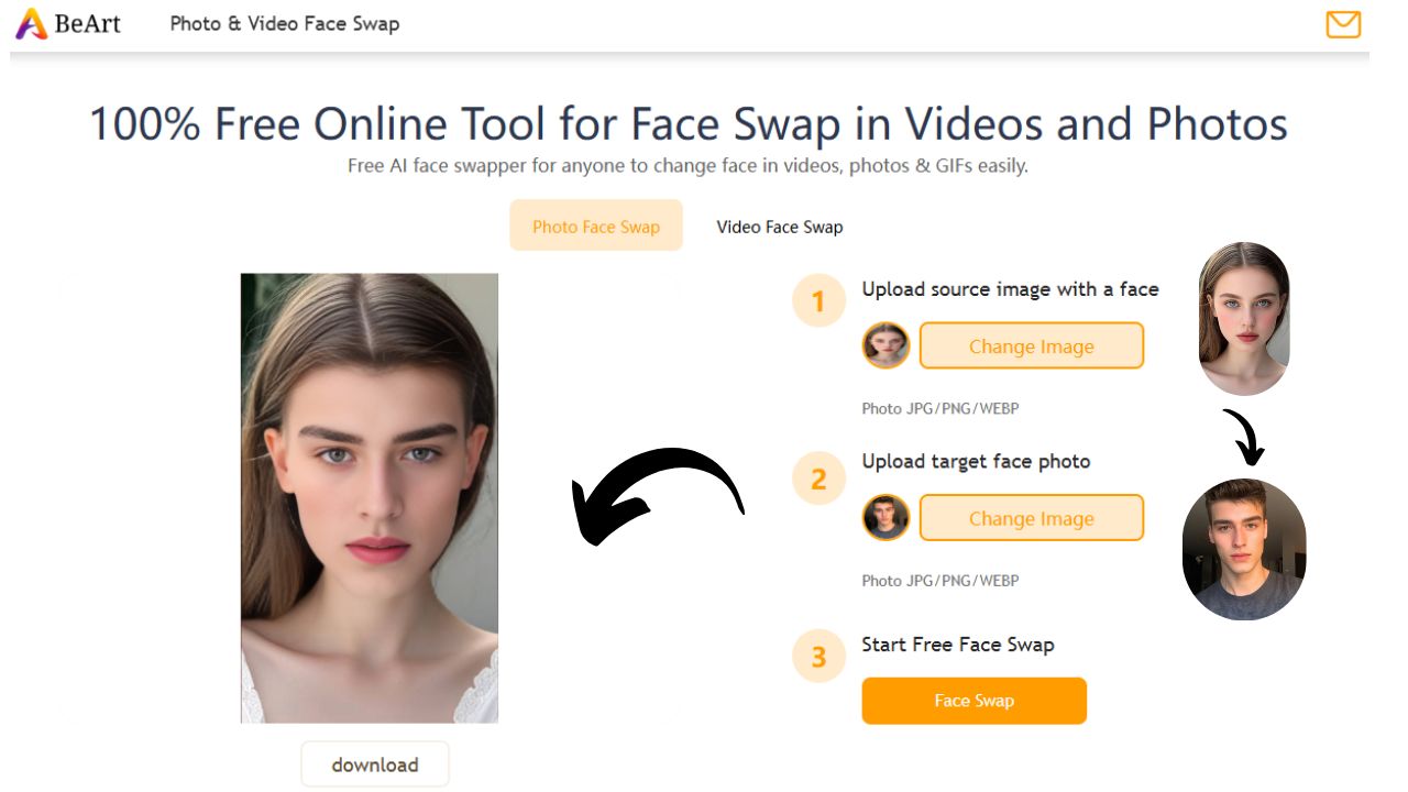 beart ai face swap result
