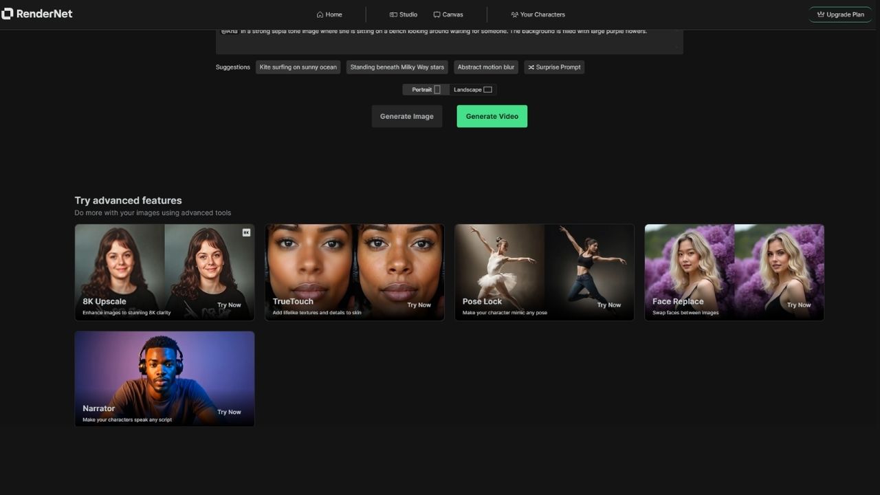 rendernet ai interface experience