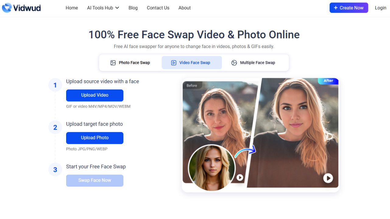 vidwud ai face swap video